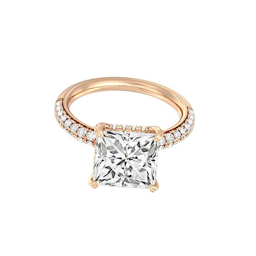 18K Rose Gold 3.80 CT Princess Cut IGI Certified Lab Grown Diamond Wedding Ring - Picture 8 of 13