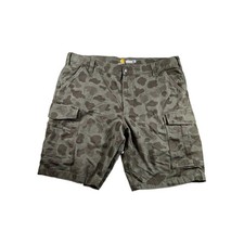 Carhartt Men  s Relaxed Fit Camo Cargo Shorts Green/Black Canvas Cotton Pockets