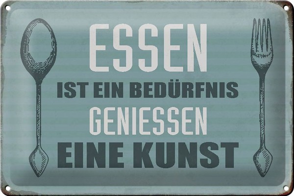 Schild Blech 30X20Cm - Made In Germany - Spruch Essen Ist Eine Kunst-image