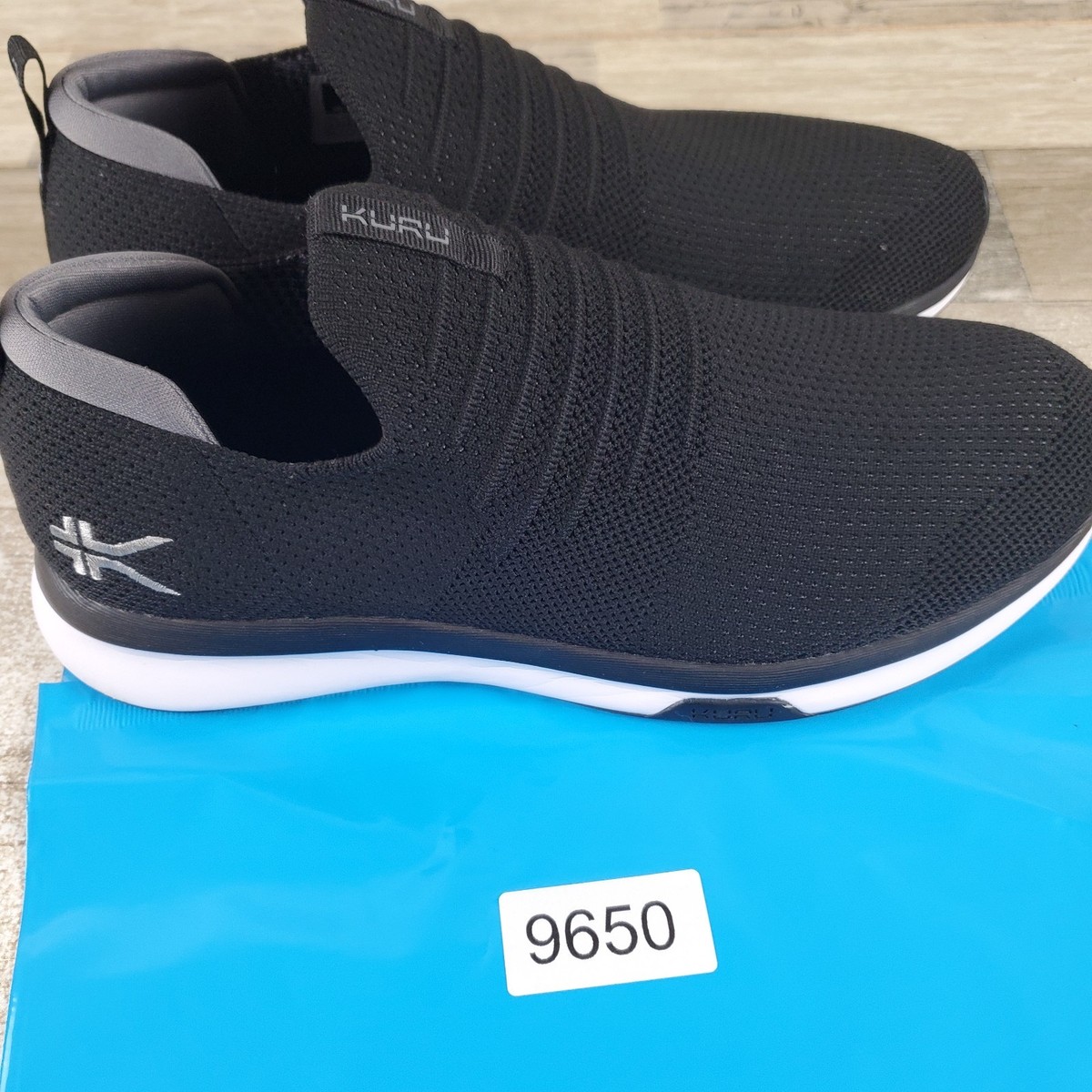Kuru Atom Slip-On Mens Shoes Sz 10 M Running Jet Black Slate Gray