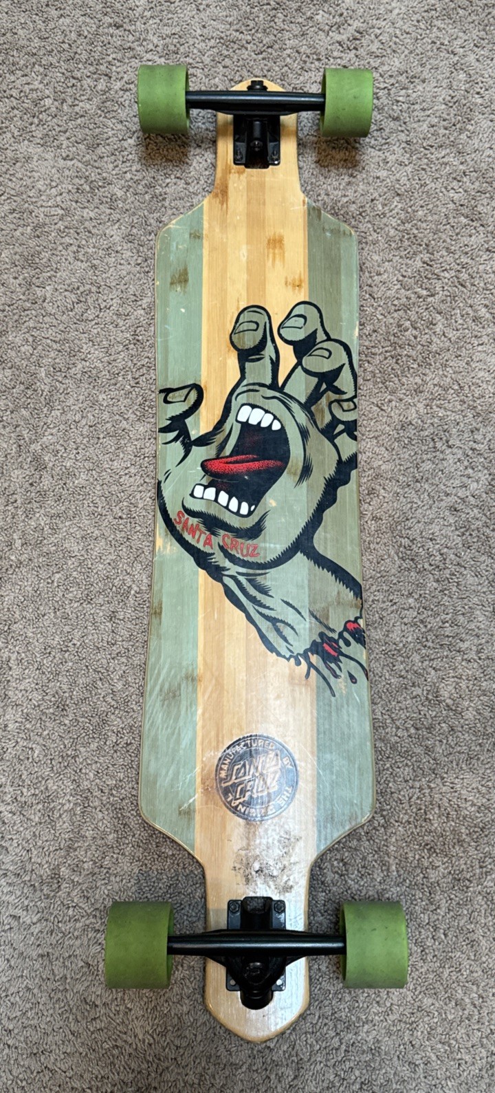 Santa Cruz Screaming Hand Toxic Hand Longboard 41&rdquo; Green B