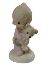 Precious Moments Jesus Loves Me 1977 Boy with Teddy Bear Johnathan  David