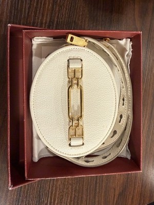Bally Bone Leather Oval Belt Bag Size 1 Gold Hardware w/ Box /Wallet/Coin Bag