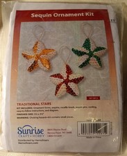 SUNRISE Craft Hobby, Star Ornament Kit Makes 3 Sequins Red, White, Gold 511968