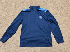 NFL Team Apparel Tennessee Titans 1/4 Zip Pullover Polyester Jacket Blue Large