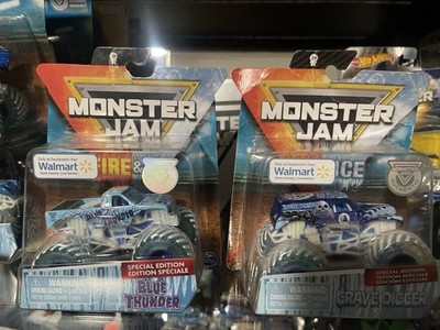 Spin Master Monster Jam Fire & Ice Special Edition 1:64 Blue Thunder Grave Digg 