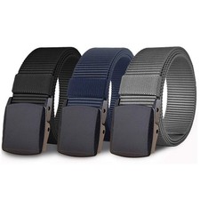 3 Pack Nylon Belts for Men, Adjustable Military Web Belt with Plastic Buckle,...