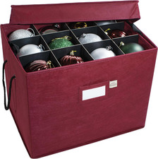 Christmas Ornament Storage Box with Adjustable Acid-Free Dividers, 3 Removable T