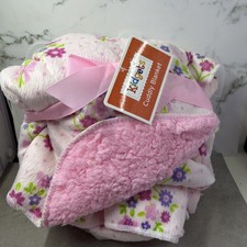 Kidgets Baby Blanket Girls Pink White Butterflies Flowers Plush Soft Velour New