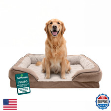 Furhaven Memory Foam Dog Bed for Large Dogs w/ Removable Bolsters  Washable Cov
