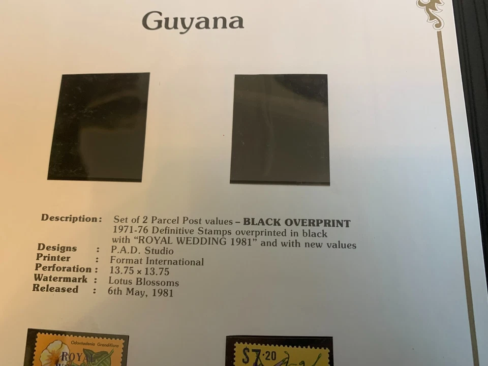 GUIANA 1981 MNH CASAMENTO REAL SOBREIMPRESSÕES 01 PACOTE PÓS 1971-6 DEFINITIVO PRETO - Imagem 2 de 2