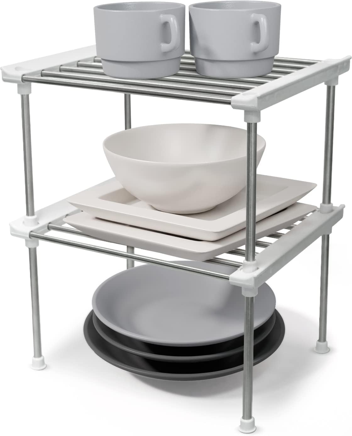 Stackable Kitchen Cabinet Organizer Shelf Set of 2 for Counter Storage