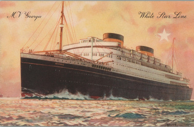 MV Georgic White Star Line Sister to Britannic Motor Vessel c1930 Postcard