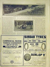 Original Old Antique Print Motor Car Wire Trap Germany Napier Sindar Tyres 1913