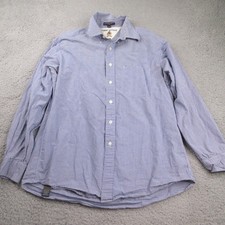 Tommy Hilfiger Dress Shirt Men 16-35 Blue Check Button Down Long Sleeve Formal