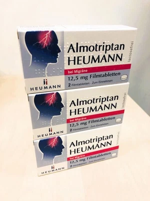 HEUMANN PHARMA GMBH & CO. GENERICA KG 3x ALMOTRIPTAN Heumann bei Migräne 12,5 mg Filmtabletten 2 St PZN: 10750044
