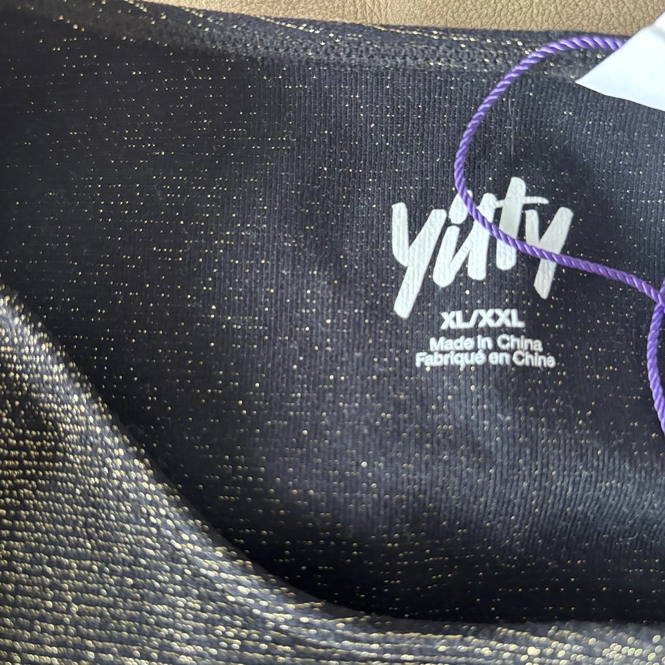 Yitty Fabletics Black Gold Sparkle Long Sleeve Bodysuit XL Sexy Shapewear NEW - Image 3 of 4