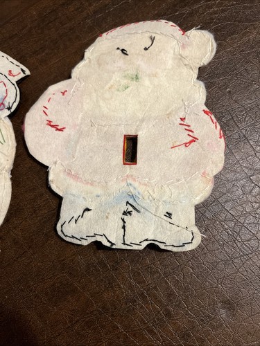 Vtg Christmas Felt Sequin Handmade Light Switch Covers Snowman Santa Sgl Dbl - Picture 4 of 9