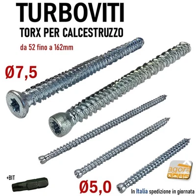 SHOPISNOW Turboviti viti per calcestruzzo cls mini turbovite D 5.0 D 7.5mm vite x Muratura
