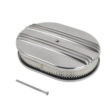 12 Oval Polished Aluminum Half Finned Air Cleaner Assembly Fit Chevy Ford Mopar