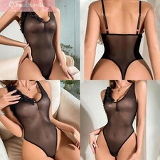 Women's Leotard Straps Bodysuit High Cut Jumpsuit Babydoll Sleepwear Adjustable