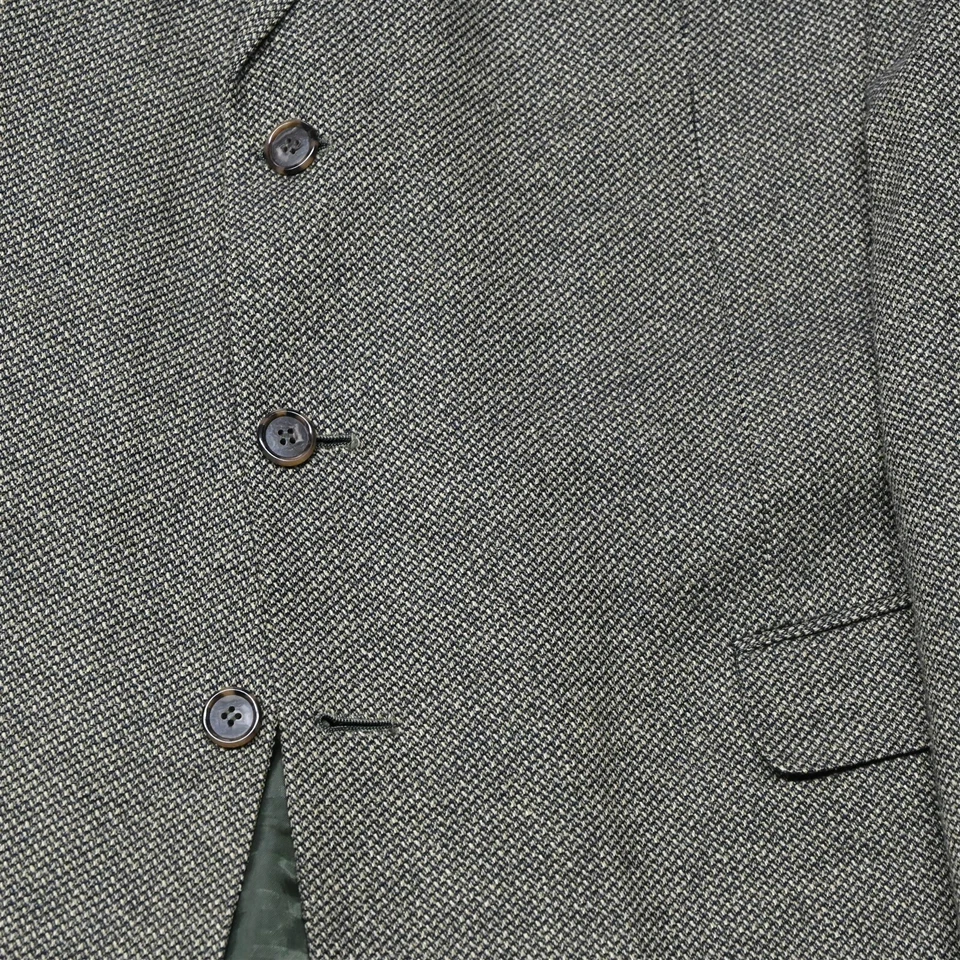 Jaqueta casaco esportivo masculina blazer tweed seda vintage Versini 46R dourada Basketweave Pantex - Imagem 3 de 4