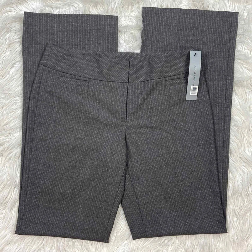 Pantalones de vestir clásicos de mezcla de lana de tiro alto a rayas Foto 2 de 4