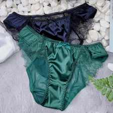 Pack Of 5 Womens Sexy Satin Panties Underwear French Briefs Sheer Lace Lingeries