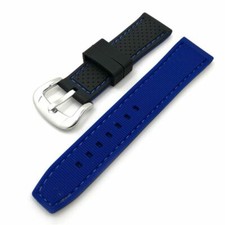20 22 24 mm Dual Two Colours Watch Strap Band  Diver Stitched Rubber Silicone UK