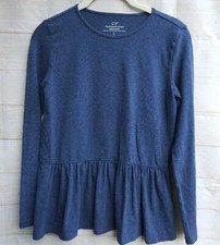Vineyard Vines Girls Long Sleeve Size L 14 Navy Blue Ruffle Hem Peplum