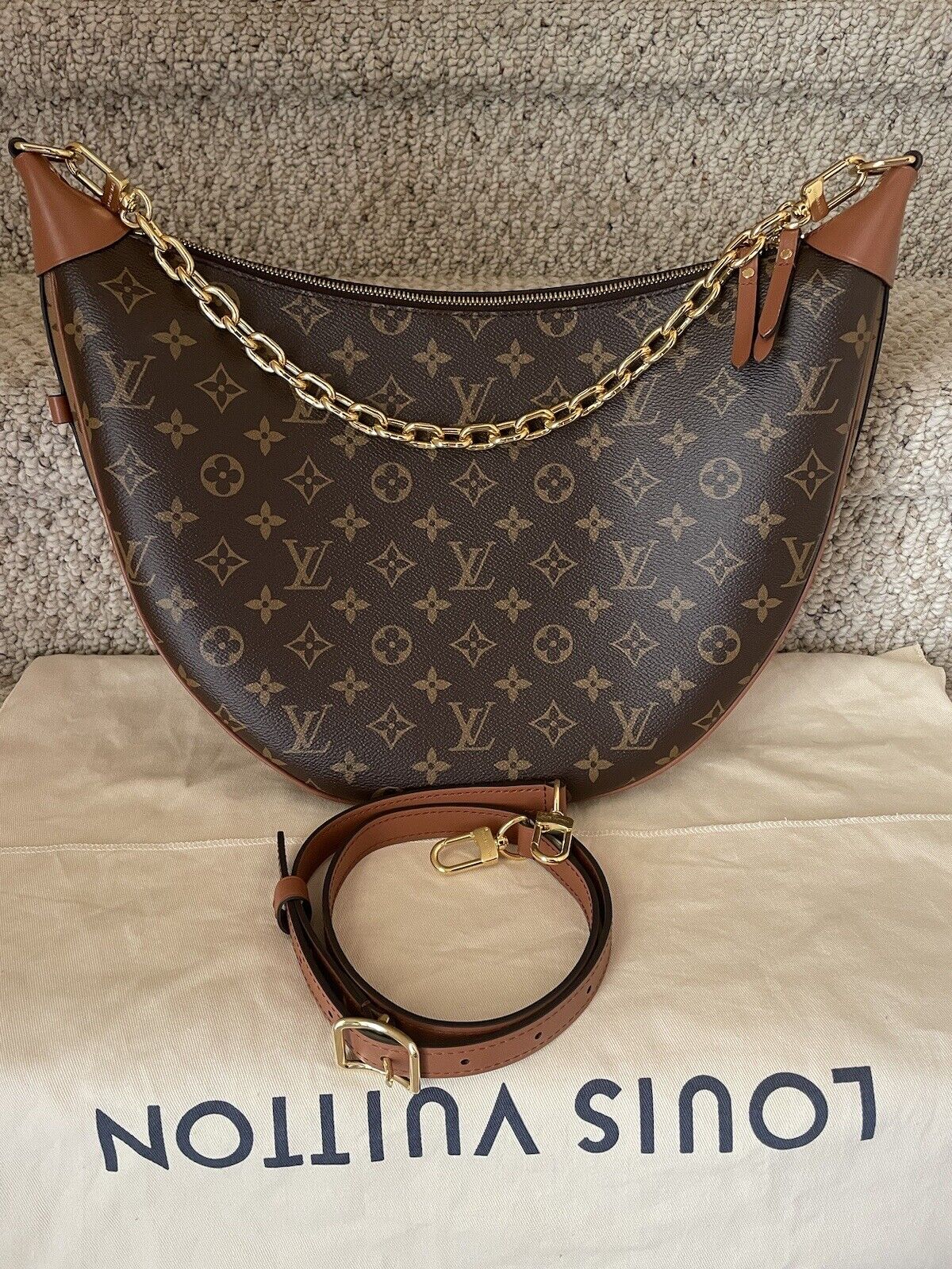 Louis+Vuitton+Loop+Hobo+Bag+Brown+Monogram+Reverse+Coated+Canvas