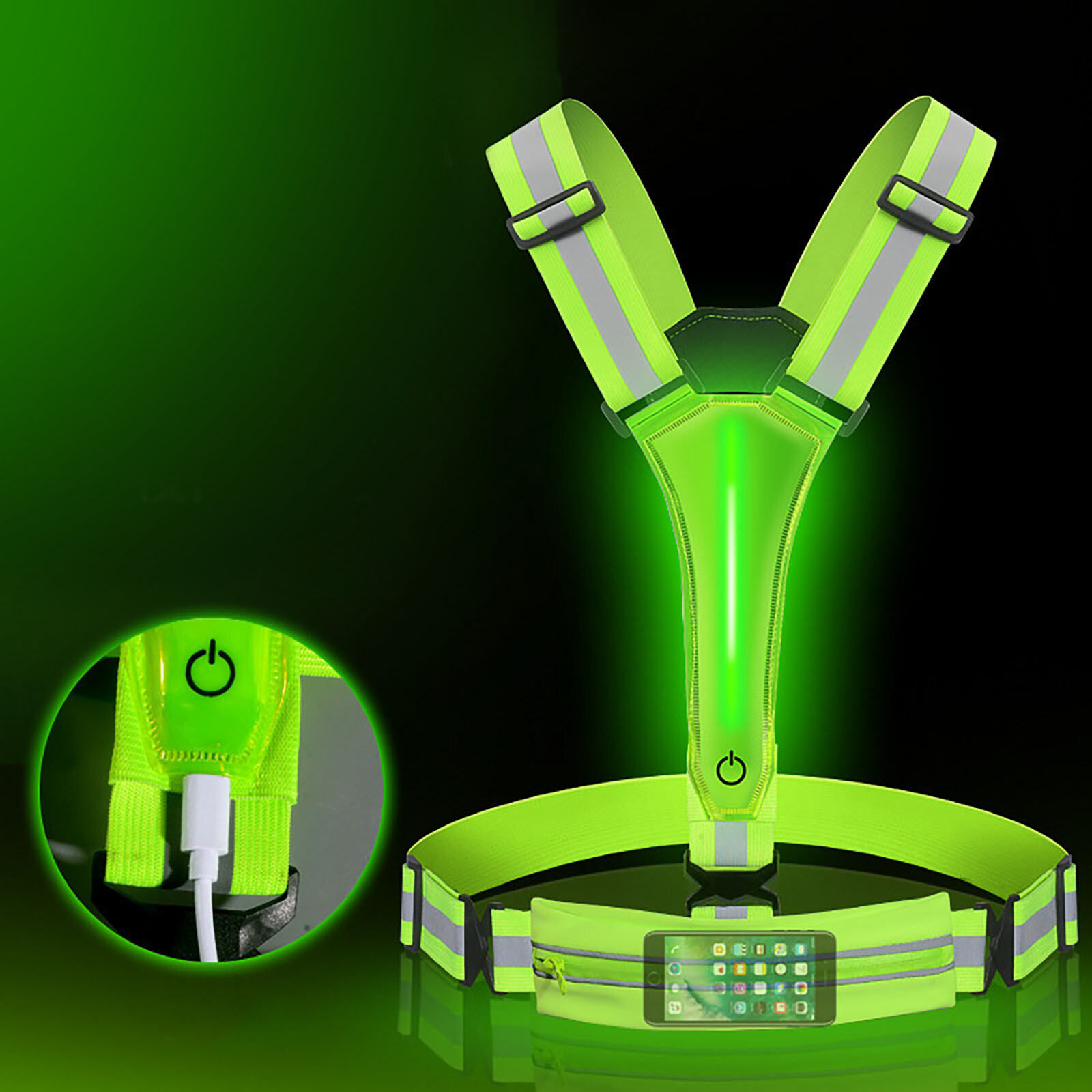 Unisex LED Outdoor Vest Safe Reflective Gift Running USB Gear Light Up