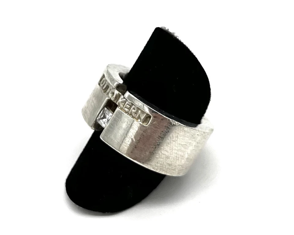 925/- Silberring von Otto Kern mit simulierten Diamanten Gr. 55, 10 mm breit - Bild 2 von 3