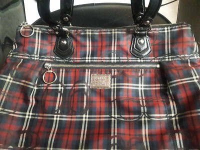 ショルダーバッグ Coach Poppy Plaid Check 2way Satchel Bag Coach poppy purple plaid - Gem