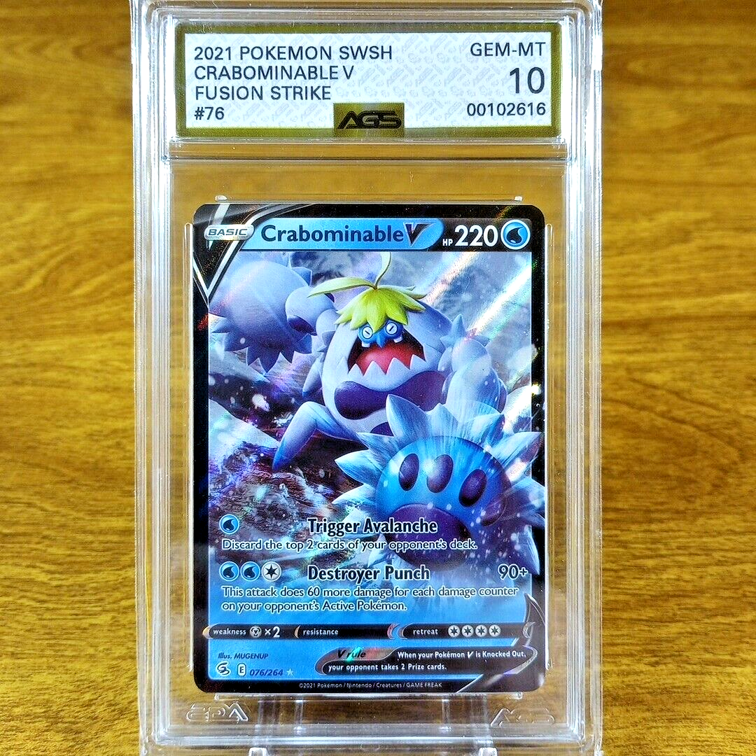Pokemon SWSH Fusion Strike Crabominable V 076/264 AGS Gem-MT 10