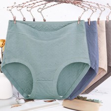 Women's Cotton Solid Color High Waist Large Size Triangle Panties Underwear