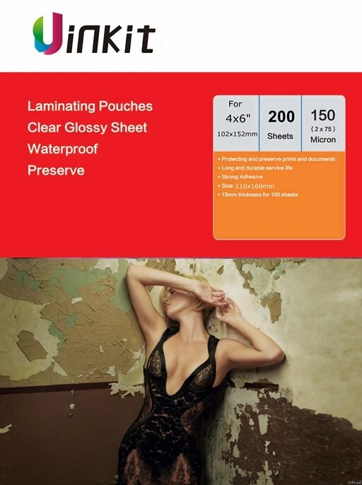 4x6 Laminating Pouches Sheet 110x160mm 150 Micron 75x2 - 200 Sheets Uinkit