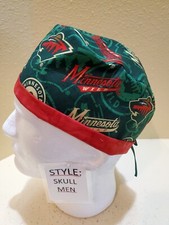 Minnesota Wild NHL Men's Skull/Chemo Surgical Scrub Hat/Cap Handmade