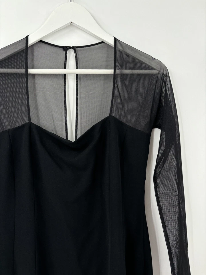 Emanuel Ungaro винтажное платье женщин 6 маленький черный макси сетки разрез эластичный платье - Изображение 4 из 4