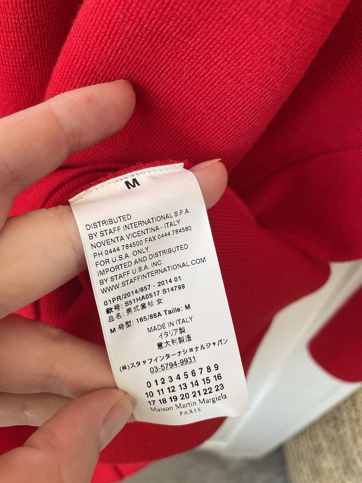 Maglione maglione scollo a V Maison Margiela taglia M rosso 100% lana linea lunga tunica