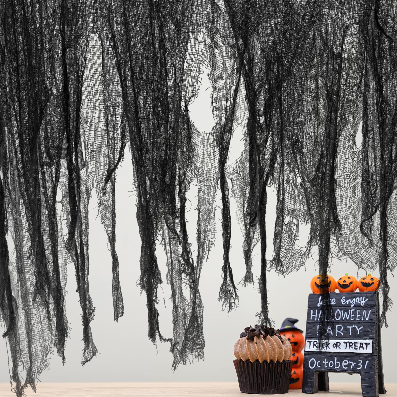500x59 Inch Black Spooky Halloween Cloth Scary Gauze Decor