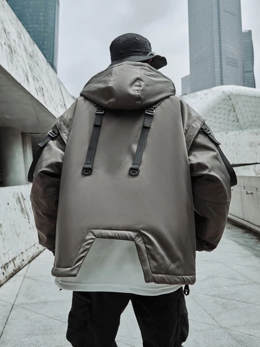 Niepce Japanese Streetwear Winter Parka Jacket with Strap Casual Techwear Coat image 4