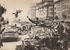 Yuri Gagarin 1969 Welcomed Czechoslovakia Parade Celebration Photo Postcard
