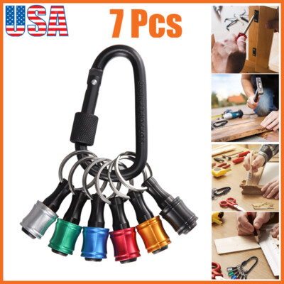 7Pcs 1/4'' Hex Shank Quick Release Keychain Screwdriver Drill Bit Holder Bits Set