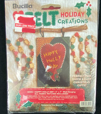 Bucilla Heart Felt Holiday Creations Craft Kit Happy Holly Day 5"X7" New Vintage