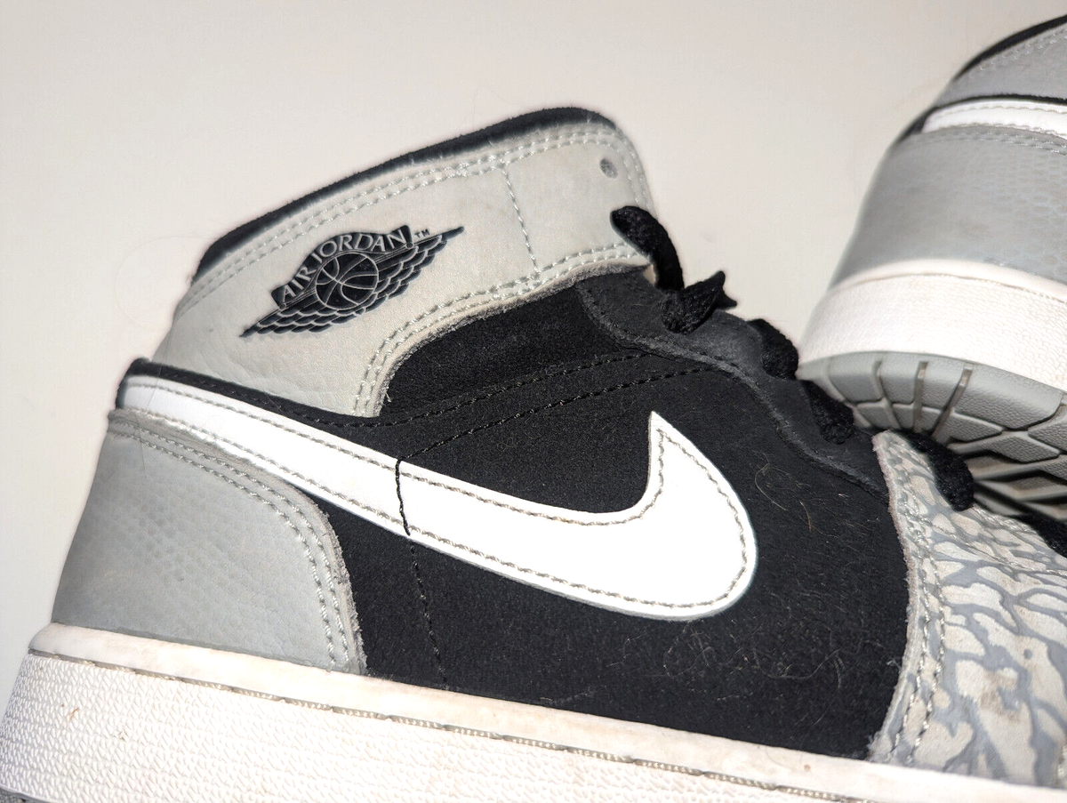 Nike Air Jordan 1 Mid SE Elephant Toe Shoes Grey/Black/White Sz