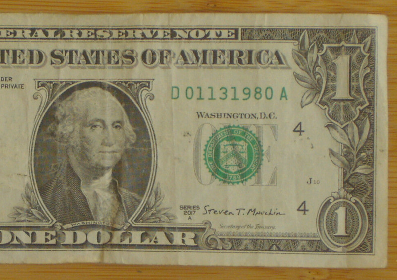2017 $1 Dollar Bill Federal Reserve Note Birthday Note 01 13 1980  Jan. 13, 1980