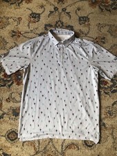 Straight Down Shirt Mens Size L Golf Performance Polo Stretch All Over Print