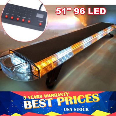 96 Led Emergency Beacon Light Bar Warning Truck Tow Wrecker Strobe Amber 51'' NEW