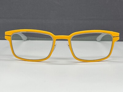 ic Berlin Brille Herren Damen gelb gun grau rechteckig District gummiert XL